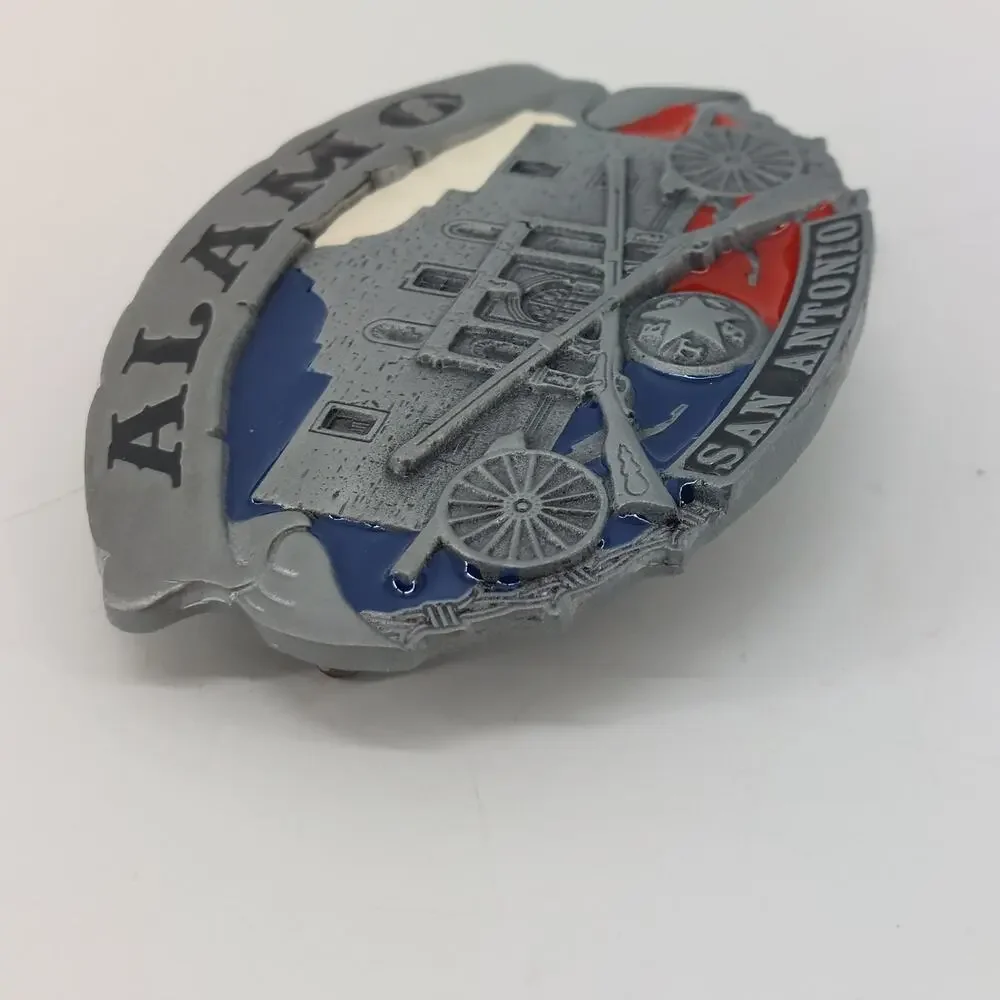 Alamo San Antonio Texas Star Belt Buckle Enamel Western